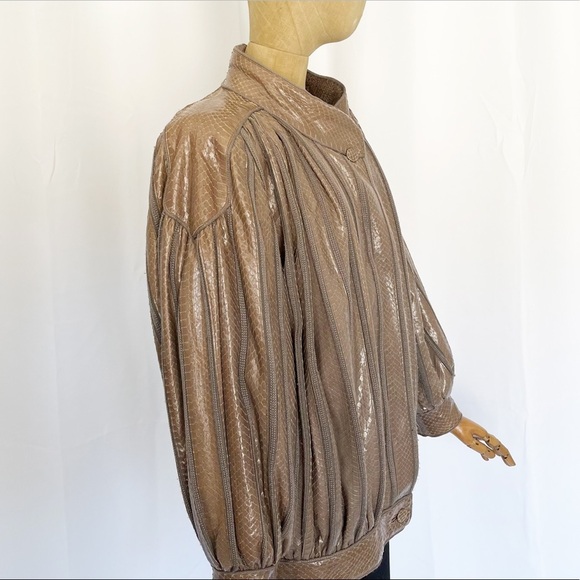 VINTAGE HETTABRETZ 1970s Reptile Leather Jacket w/ Mohair Interior, RARE! - Picture 3 of 15